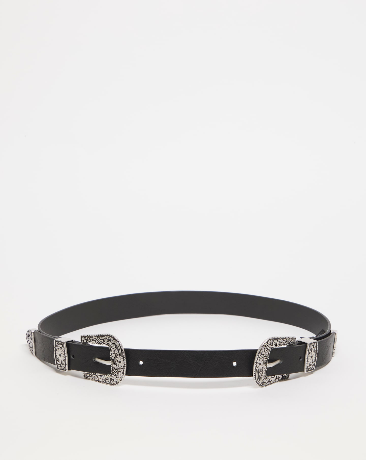 Double buckle western top belt