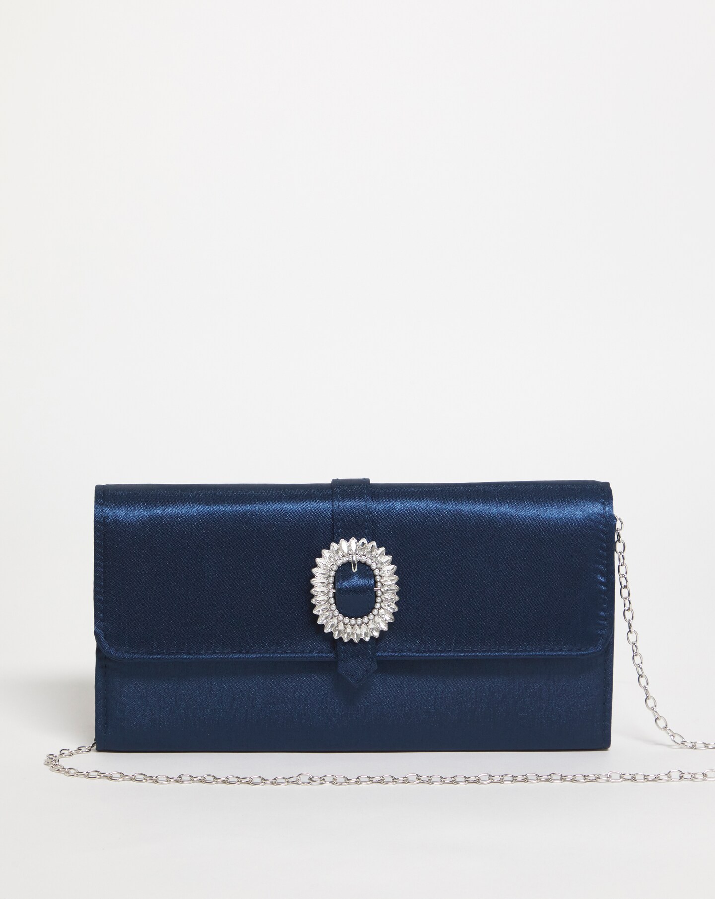 Navy satin online bag