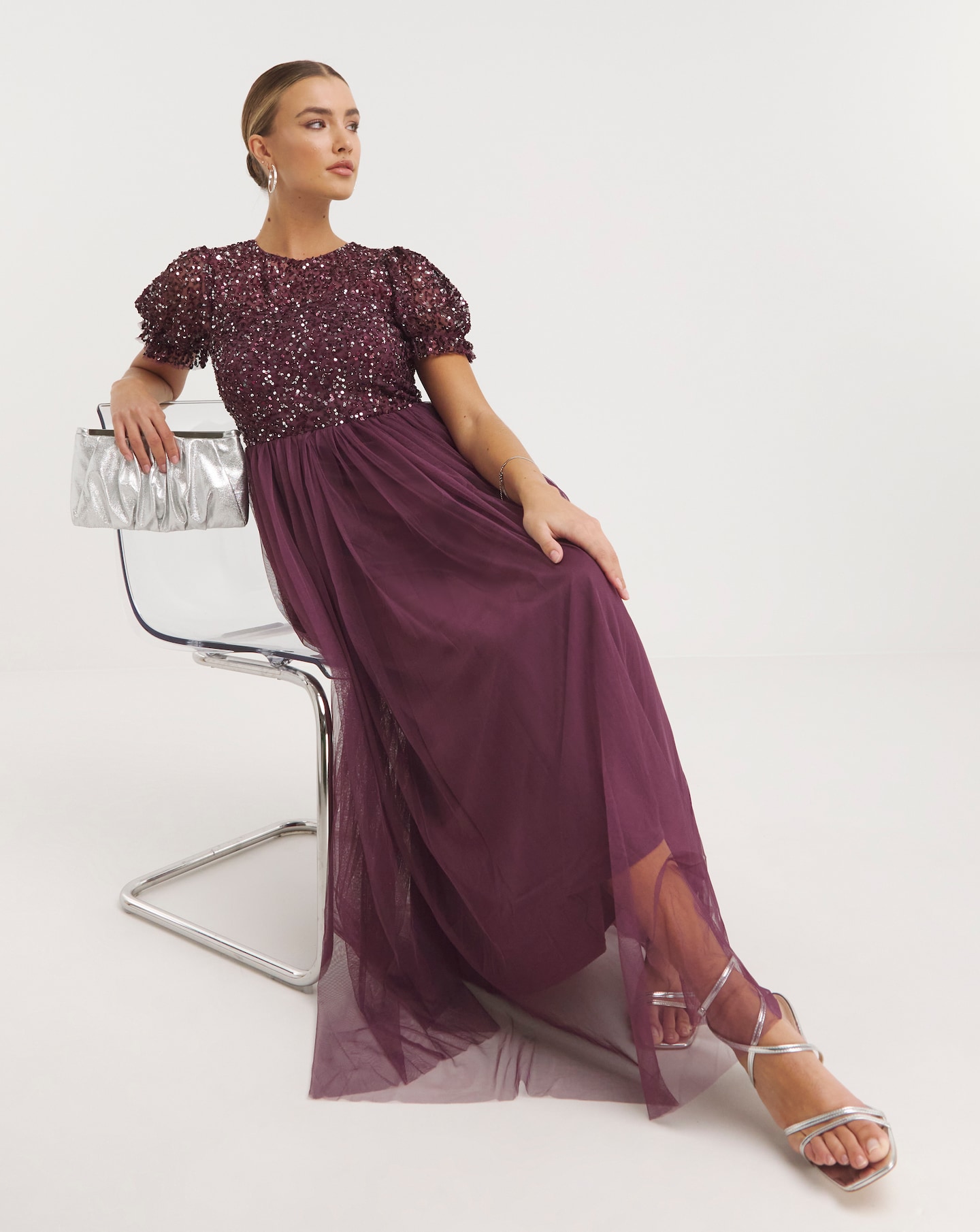 Maya Deluxe Sequin Tulle Maxi Dress Simply Be