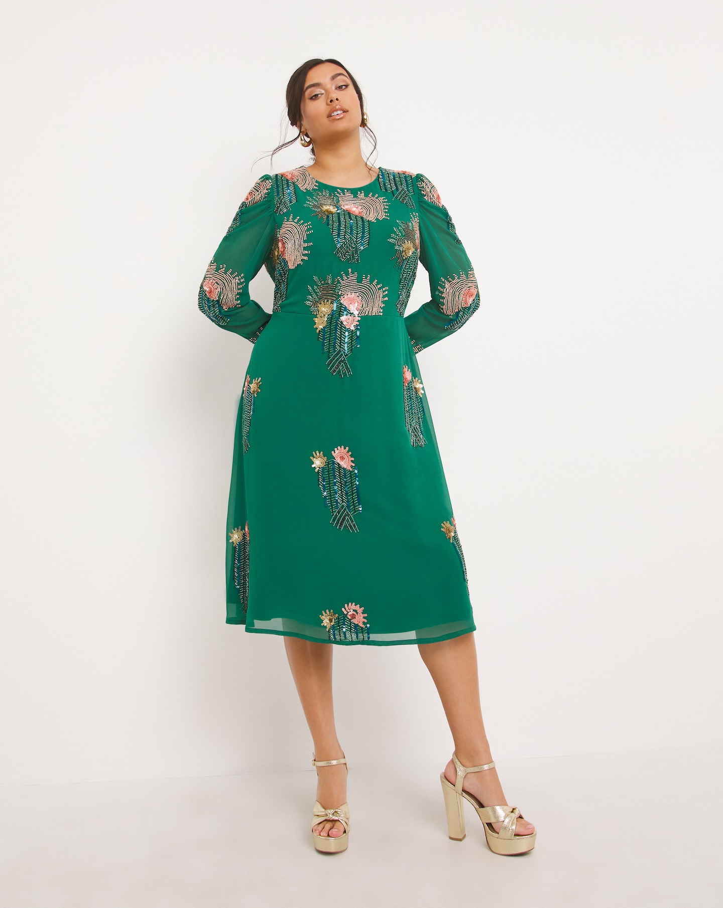 Joanna Hope Peacock Deco Beaded Dress Simply Be